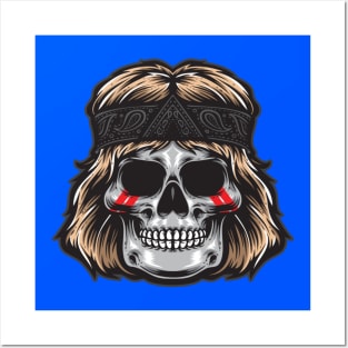 Rock and roll skull bandana Posters and Art